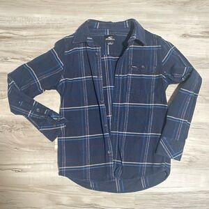 O'Neill Kids Blue Plaid Flannel Long Sleeve Shirt